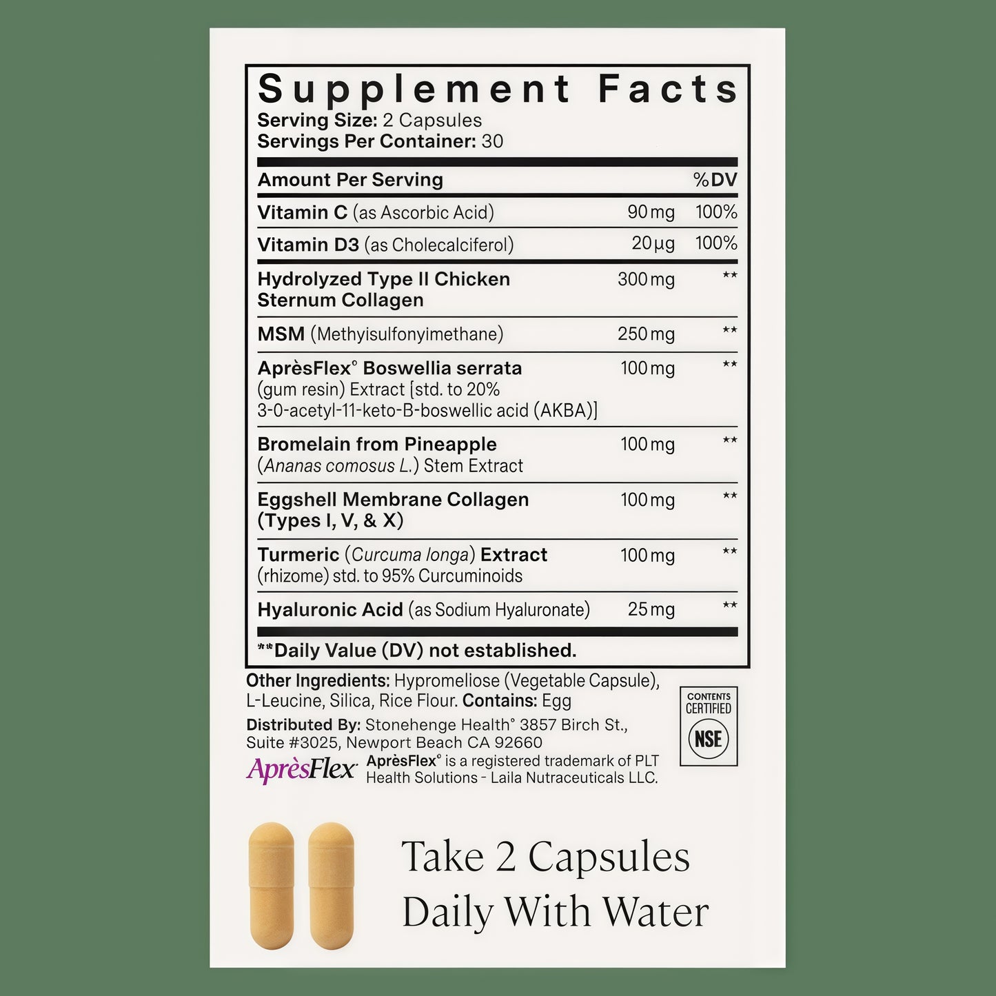 Stonehenge Health Dynamic Joint | AprèsFlex® Boswellia Comfort & Mobility | Joint Health Supplements Mobility Flexibility Comfort Boswellia MSM Collagen Turmeric Bromelain Hyaluronic Acid Vitamins C D3