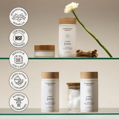 Stonehenge Health Dynamic Joint | AprèsFlex® Boswellia Comfort & Mobility | Joint Health Supplements Mobility Flexibility Comfort Boswellia MSM Collagen Turmeric Bromelain Hyaluronic Acid Vitamins C D3